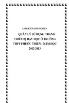 Skkn quản lý sử dụng trang thiết bị dạy học ở trường thpt phước thiền - năm học 2012 – 2013