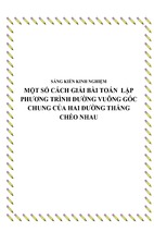 Skkn một số cách giải bài toán lập phương trình đường vuông góc chung của hai đường thẳng chéo nhau