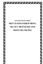 Skkn một vài kinh nghiệm trong việc duy trì sĩ số học sinh trong nhà trường