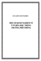 Skkn một số kinh nghiệm về văn hóa đọc trong trường phổ thông