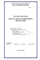 Skkn quản lý tốt tài chính trong trường thpt