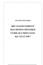 Skkn một vài kinh nghiệm sử dụng đồ dùng thí nghiệm có hiệu quả trong giảng dạy vật lý lớp 7