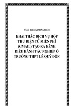 Skkn khai thác dịch vụ hộp thư điện tử miễn phí (gmail.com) để tạo ra kênh điều hành tác nghiệp ở trường thpt lê quý đôn