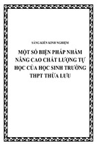 Skkn một số biện pháp nhằm nâng cao chất lượng tự học của học sinh trường thpt thừa lưu