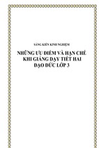 Skkn những ưu điểm và hạn chế khi giảng dạy tiết hai đạo đức lớp 3