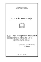 Skkn một số hoạt động trong phần post - listening tiếng anh lớp 10