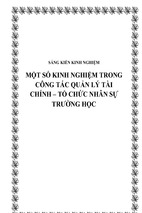 Skkn một số kinh nghiệm trong công tác quản lý tài chính – tổ chức nhân sự trường học