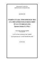 Nghiên cứu đặc tính sinh dược học của một số phân đoạn dịch chiết từ lá cây khoai lang (ipomoea batatas (l) poir.)