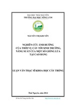 Nghiên cứu ảnh hưởng của thời vụ cấy tới sinh trưởng, năng suất của một số giống lúa tại cao bằng