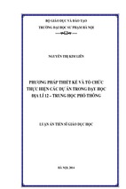 Phương pháp thiết kế và tổ chức thực hiện các dự án trong dạy học địa lí 12 - thpt