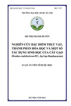 Nghiên cứu đặc điểm thực vật, thành phần hóa học và một số tác dụng sinh học của cây gạo bombax malabaricum dc., họ gạo