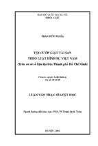 Tội cướp giật tài sản theo Luật hình sự Việt Nam (Trên cơ sở số liệu địa bàn Thành phố Hồ Chí Minh)