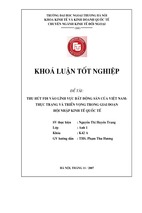 Thu hút fdi vào lĩnh vực bất động sản của việt nam. thực trạng và triển vọng trong giai đoạn hội nhập kinh tế quốc tế