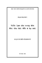 Việc làm cho nông dân khi thu hồi đất ở hà nội