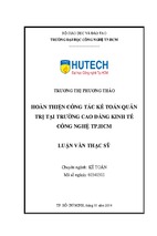 Hoàn thiện công tác kế toán quản trị tại trường cao đẳng kinh tế-công nghệ tp