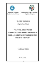 Factors affecting the competitiveness of small and medium sized aquiculture enterprises in the north of vietnam