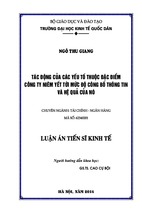 Tác động của các yếu tố thuộc đặc điểm công ty niêm yết tới mức độ công bố thông tin và hệ quả của nó