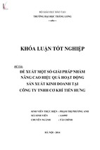 Khóa luận tốt nghiệp đề xuất một số giải pháp nhằm nâng cao hiệu quả hoạt động sản xuất kinh doanh tại công ty tnhh cơ khí tiến hưng