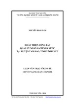 Hoàn thiện công tác quản lý nhà nước tại huyện tam đảo, tỉnh vĩnh phúc