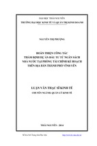 Hoàn thiện công tác thẩm định dự án đầu tư từ ngân sách nhà nước tại phòng tài chính kế hoạch trên địa bàn thành phố vĩnh yên