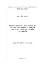 Tính ổn định của một số lớp hệ phương trình vi phân hàm và ứng dụng trong lý thuyết điều khiển
