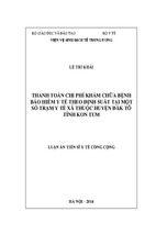 Thanh toán chi phí khám chữa bệnh bảo hiểm y tế theo định suất tại một số trạm y tế xã thuộc huyện đăk tô tỉnh kon tum