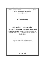 Hiệu quả can thiệp tư vấn, chăm sóc, hỗ trợ người nhiễm hiv aids tại cộng đồng ở 5 huyện của nghệ an, 2008 - 2012