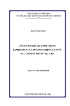 Nâng cao hiệu quả hoạt động kinh doanh của doanh nghiệp nhà nước sau cổ phần hóa ở việt nam