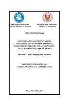 English language macro-skills of freshman vietnamese students in selected colleges in bacgiang city input to intervention measures (sum)