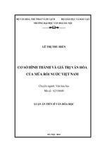 Cơ sở hình thành và giá trị văn hóa của múa rối nước việt nam