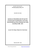 Đánh giá tình hình chuyển quyền sử dụng đất tại phường cao xanh, thành phố hạ long, tỉnh quảng ninh giai đoạn 2009-2013