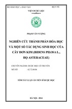 Nghiên cứu thành phần hóa học và một số tác dụng sinh học của cây đơn kim (bidens pilosa l., - họ asteraceae) (tt)