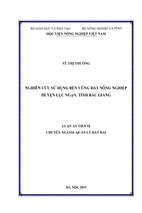 Nghiên cứu sử dụng bền vững đất nông nghiệp huyện lục ngạn, tỉnh bắc giang