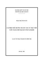 Cải thiện môi trường thu hút đầu tư trực tiếp nước ngoài trên địa bàn tỉnh nam định