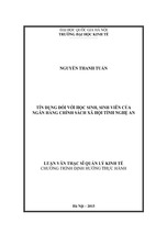 Tín dụng đối với học sinh, sinh viên của ngân hàng chính sách xã hội tỉnh nghệ an