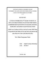 Nghiên cứu về những vấn đề học sinh lớp 10 trường thpt hưng yên gặp phải khi làm những câu hỏi nghe hiểu trong phần bài tập nghe tiếng anh và một số giải pháp khắc phục