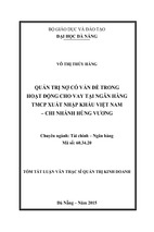 Quản trị nợ có vấn đề hoạt động cho vay tại ngân hàng tmcp xuất nhập khẩu việt nam - chi nhánh hùng vương