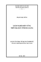Giảm nghèo bền vững trên địa bàn tỉnh hà giang