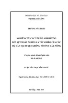 Nghiên cứu các yếu tố ảnh hưởng đến sự thoát nghèo và tái nghèo của các hộ dân tại huyện krông nô, tỉnh đăk nông