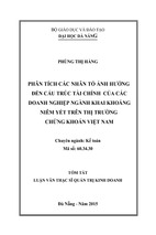 Phân tích các nhân tố ảnh hưởng đến cấu trúc tài chính của các doanh nghiệp ngành khai khoán niêm yết trên thị trường chứng khoán việt nam