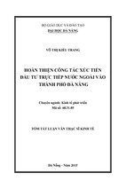 Hoàn thiện công tác xúc tiến đầu tư trực tiếp nước ngoài vào thành phố đà nẵng