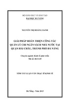 Giải pháp hoàn thiện công tác quản lý chi ngân sách nhà nước tại quận hải châu, thành phố đà nẵng