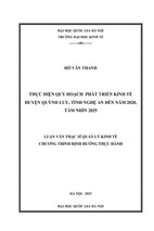 Thực hiện quy hoạch phát triển kinh tế huyện quỳnh lưu, tỉnh nghệ an đến năm 2020, tầm nhìn 2025