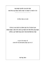 Nâng cao chất lượng quản lý đào tạo theo học chế tín chỉ tại một số trường đại học công lập trên địa bàn thành phố hà nội