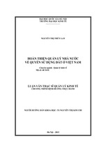 Hoàn thiện quản lý nhà nước về quyền sử dụng đất ở việt nam