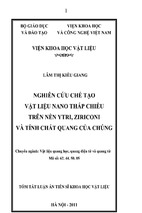 Tailieutonghop.com---tieu luan nghien cuu che tao vat lieu nano thap chieu tren nen ytri,ziriconi va tinh chat quang cua chung