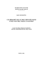 Các hình thức đầu tư trực tiếp nước ngoài ở việt nam thực trạng và giải pháp