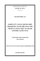 Nghiên cứu tài sản thương hiệu định hướng người tiêu dùng cho chuỗi cửa hàng thức an nhanh lotteria tại đà nẵng.