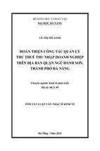 Hoàn thiện công tác quản lý thu thuế thu nhập doanh nghiệp trên địa bàn ngũ hành sơn, thành phố đà nẵng