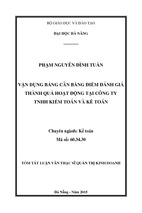 Vận dụng bảng cân bằng điểm đánh giá thành quả hoạt động tại công ty tnhh kiểm toán và kế toán